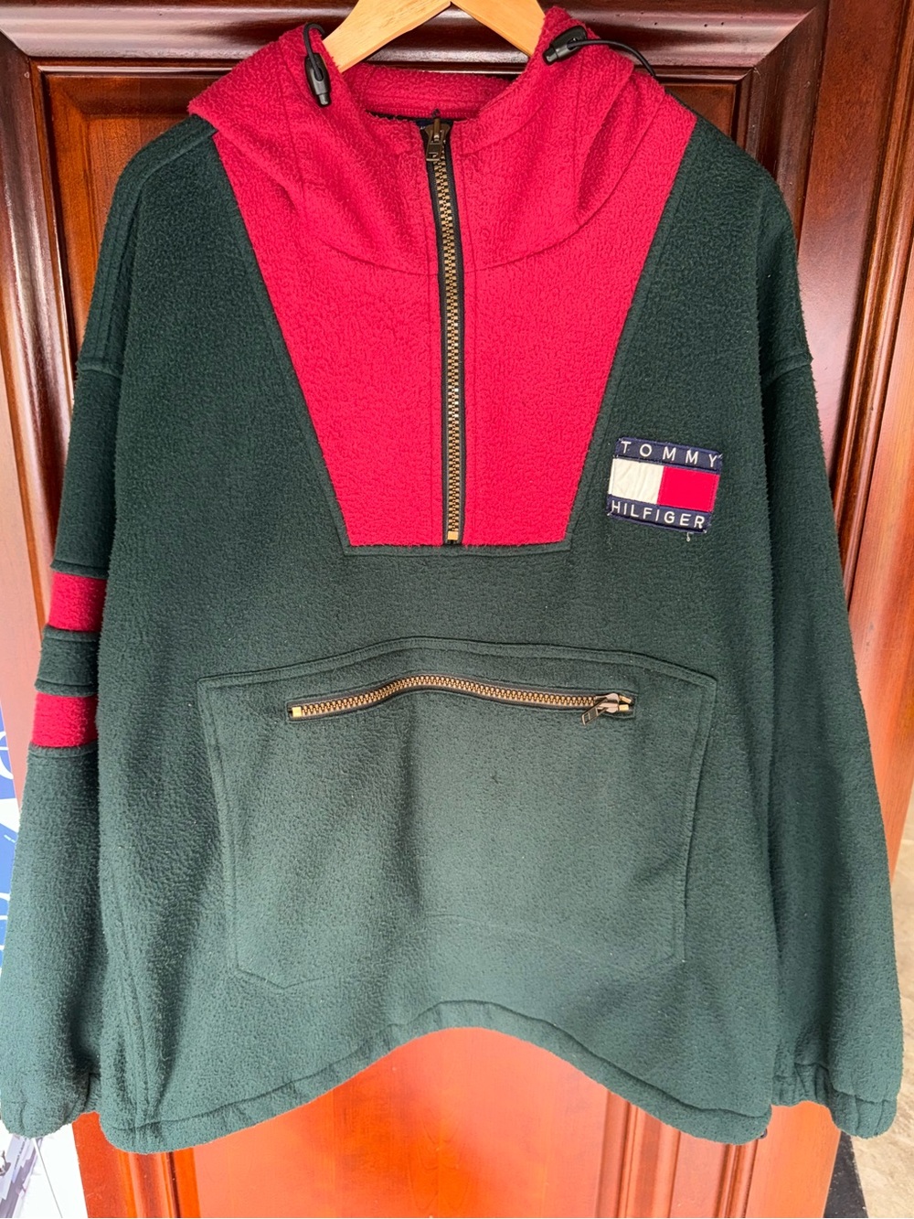 Vintage 90s Tommy Hilfiger Fleece Anorak Pullover Hoodie Sweater Jacket